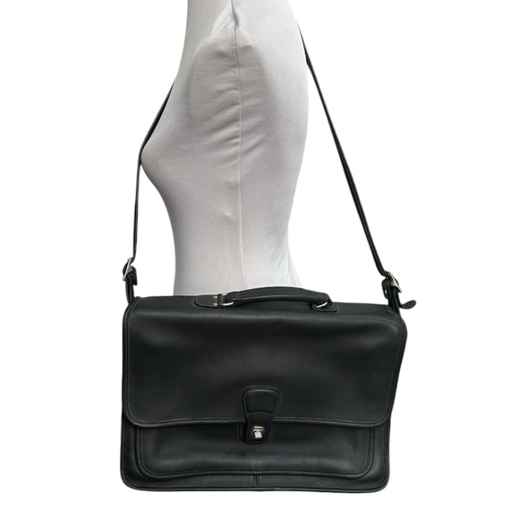 Coach Vintage Leather Metropolitan Brief Laptop Bag Black - Picture 1 of 14